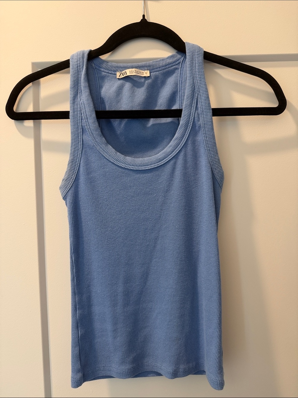 Zara Sky Blue Ribbed Tank